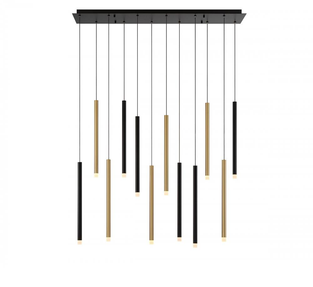Amalfi, 12 Light Linear LED Chandelier, Mixed