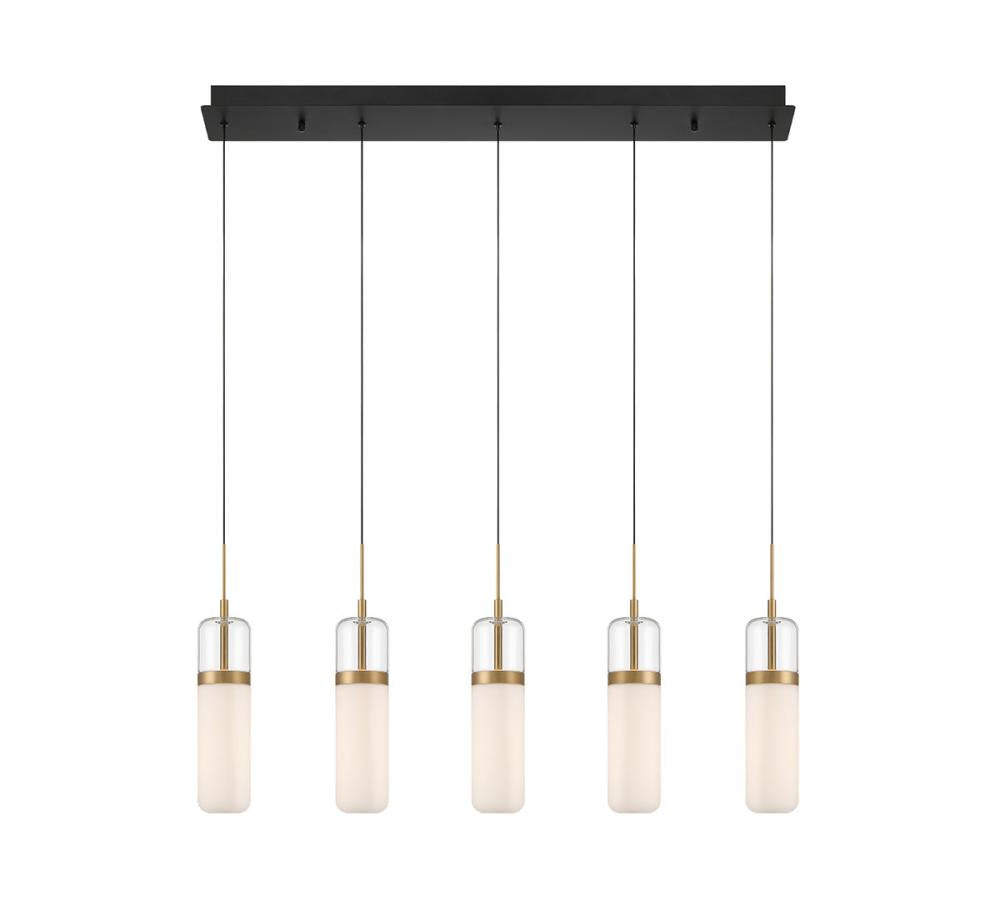 Verona, 5 Light Linear LED Chandelier, Matte Black