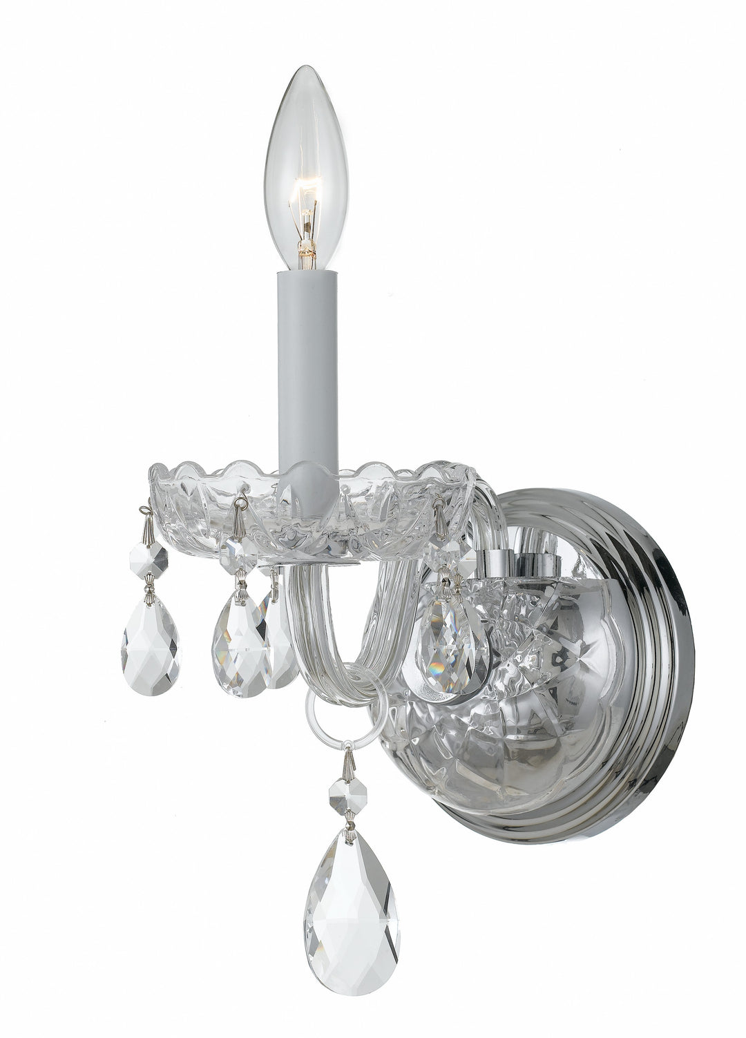 Traditional Crystal 1 Light Hand Cut Crystal Polished Chrome Sconce
