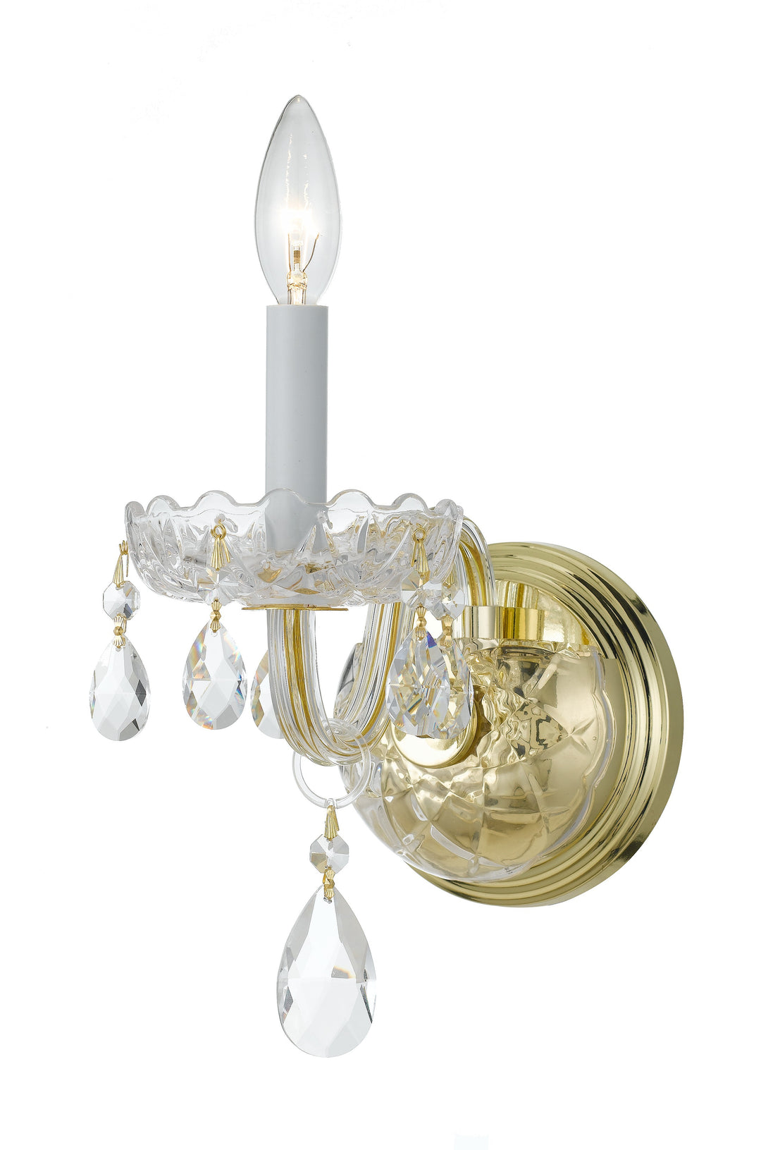 Traditional Crystal 1 Light Swarovski Strass Polished Brass Sconce