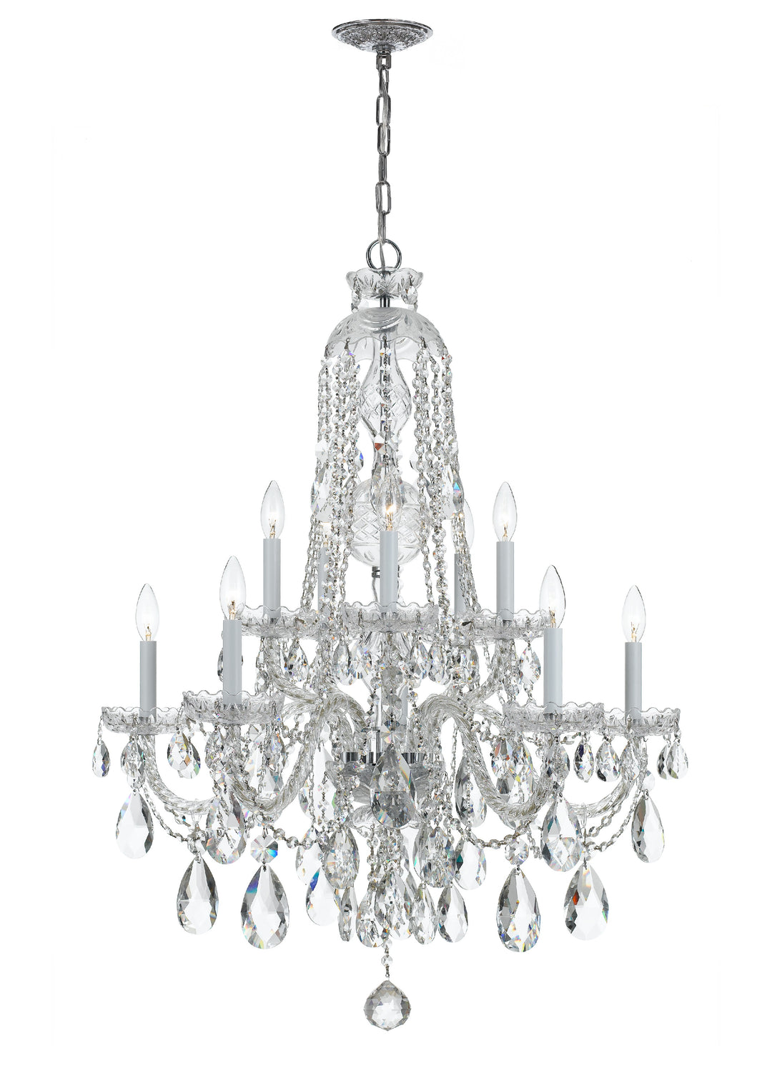 Traditional Crystal 10 Light Spectra Crystal Polished Chrome Chandelier