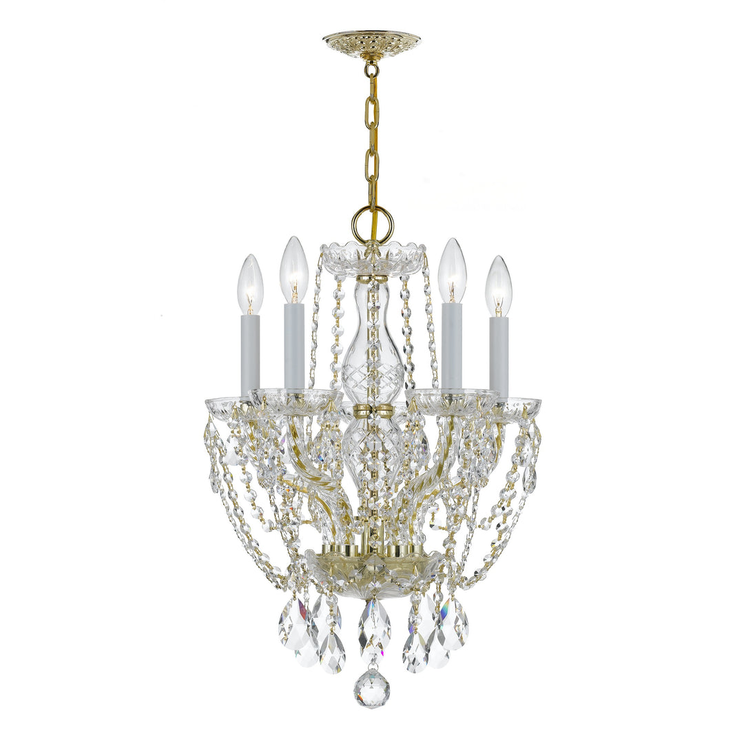 Traditional Crystal 5 Light Spectra Crystal Polished Brass Mini Chandelier