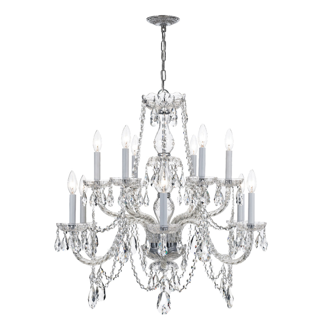 Traditional Crystal 12 Light Spectra Crystal Polished Chrome Chandelier