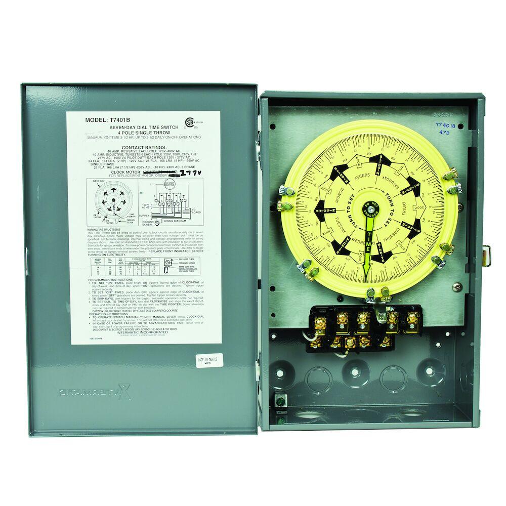 7-Day Mechanical Time Switch, 120 VAC, 60Hz, 4-S