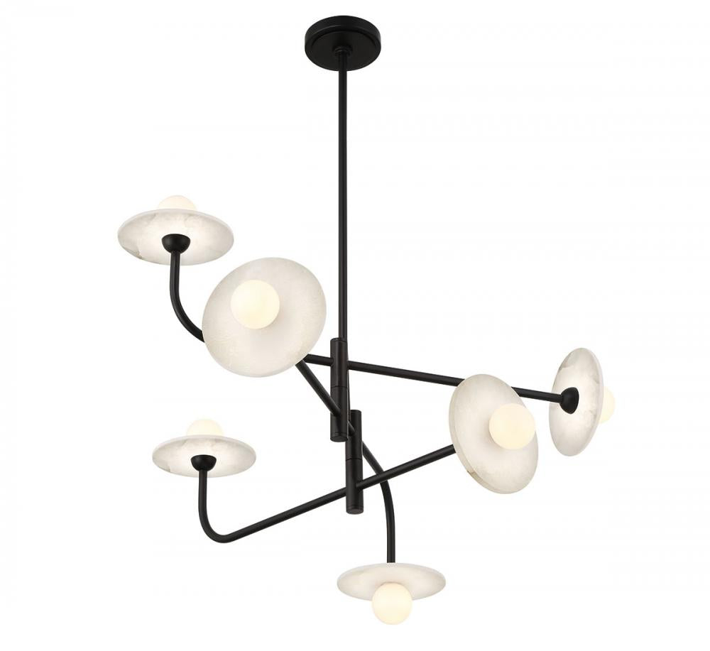 Teramo, 6 Light LED Chandelier, Matte Black