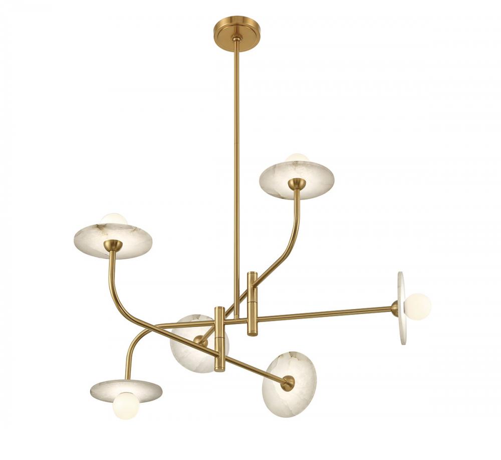 Teramo, 6 Light LED Chandelier, Brushed Brass