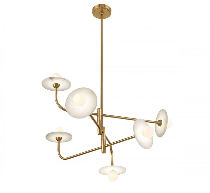 Teramo, 6 Light LED Chandelier, Brushed Brass