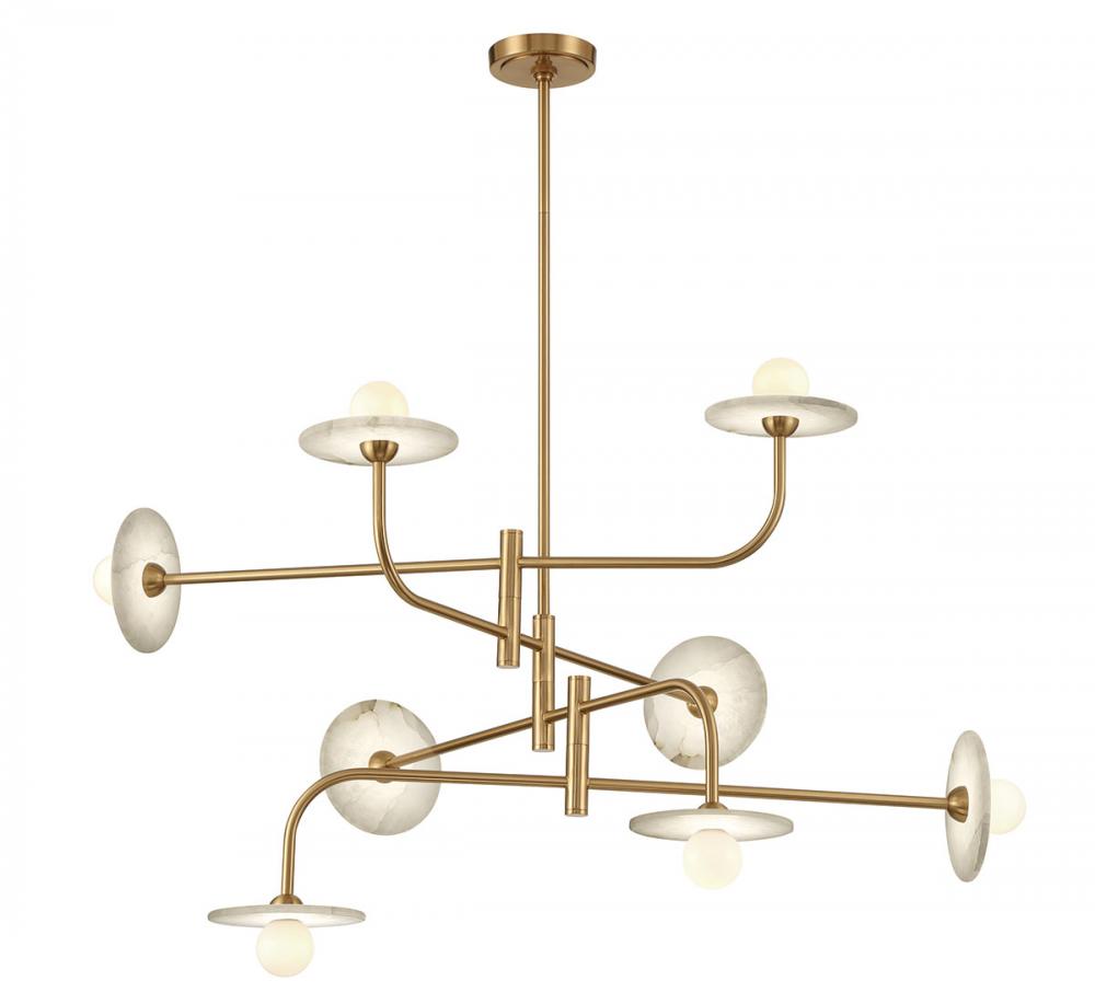 Teramo, 8 Light LED Chandelier, Brushed Brass