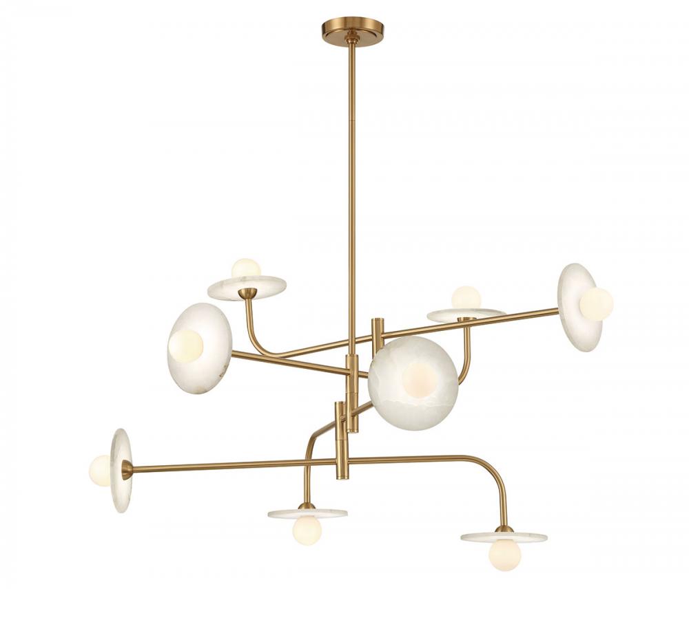 Teramo, 8 Light LED Chandelier, Brushed Brass