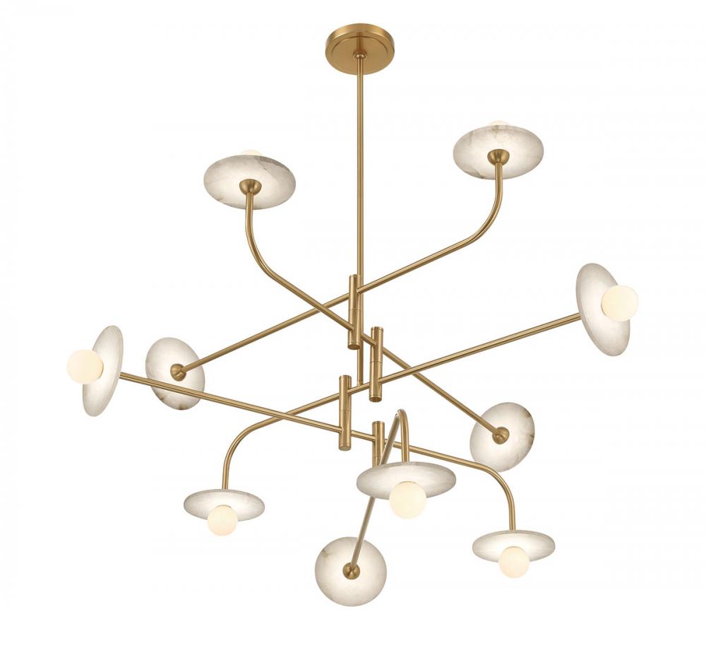 Teramo, 10 Light LED Chandelier, Brushed Brass