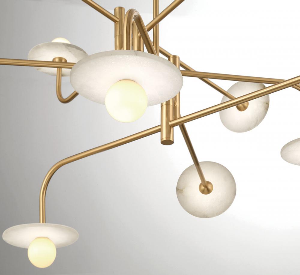 Teramo, 10 Light LED Chandelier, Brushed Brass