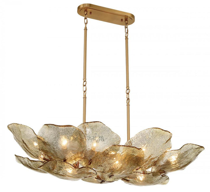 Corato, 14 Light Island Chandelier, Brushed Brass
