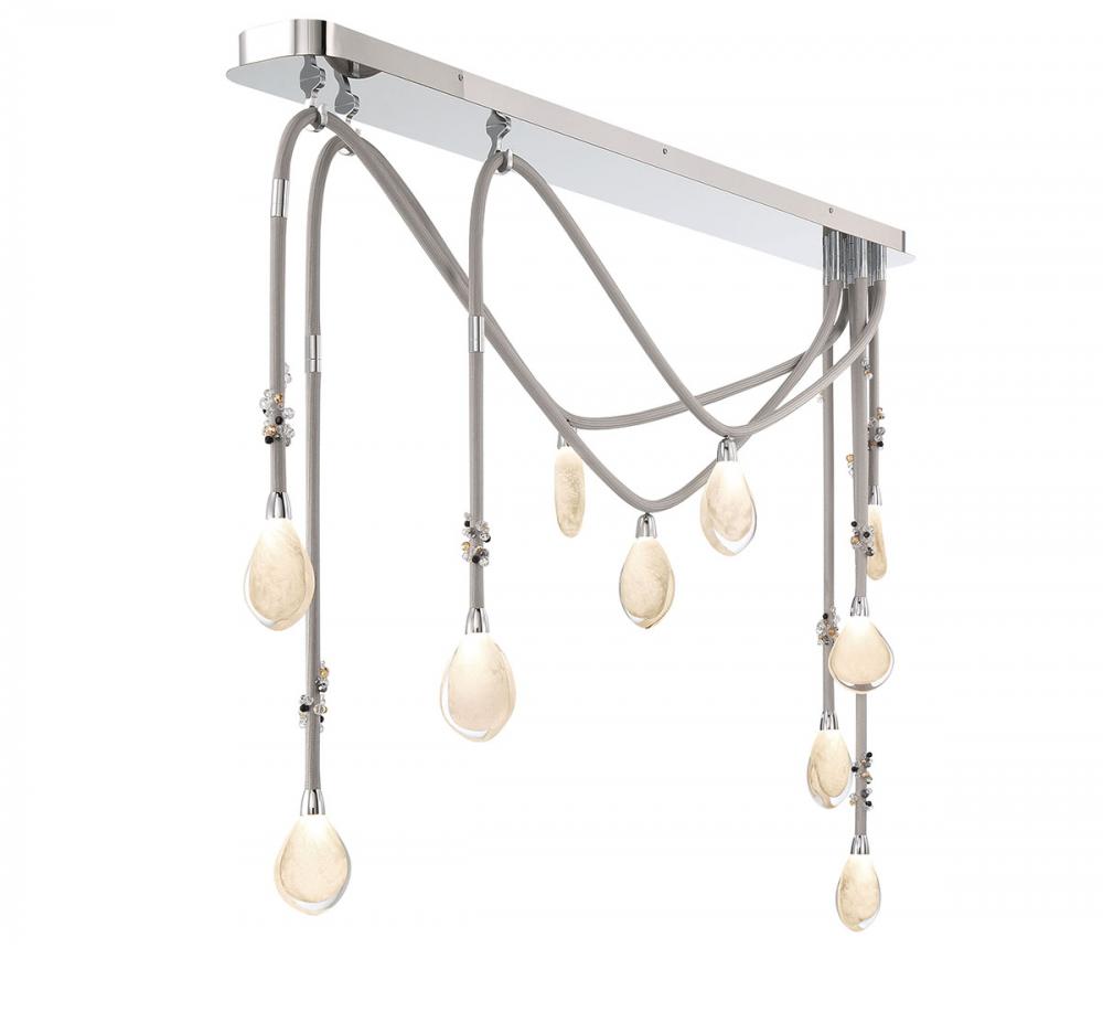 Bellissima, 10 Light Linear Chandelier, Chrome