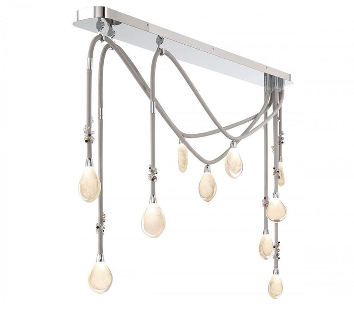 Bellissima, 10 Light Linear Chandelier, Chrome