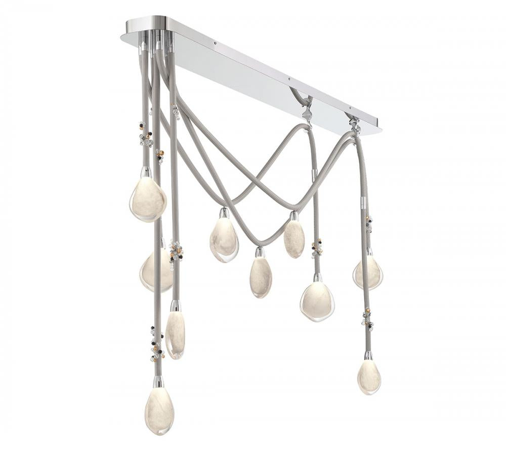 Bellissima, 10 Light Linear Chandelier, Chrome