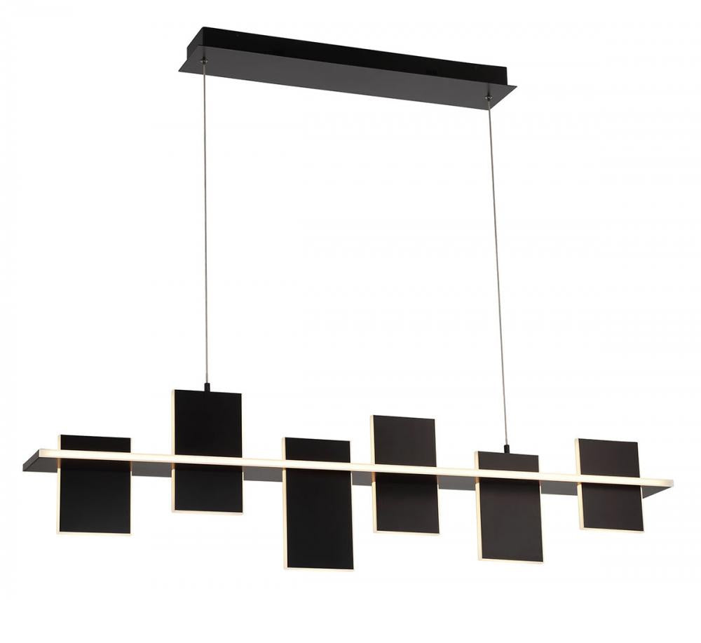 Affilato, 6 Light Linear LED Chandelier, Satin Black