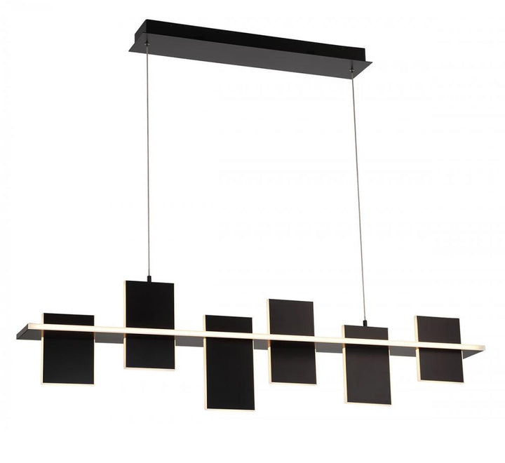 Affilato, 6 Light Linear LED Chandelier, Satin Black
