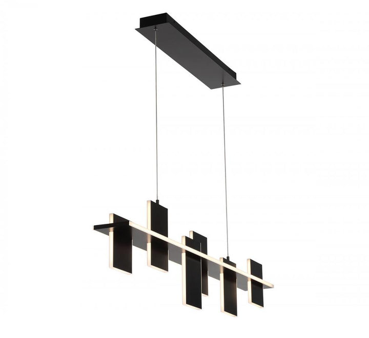 Affilato, 6 Light Linear LED Chandelier, Satin Black