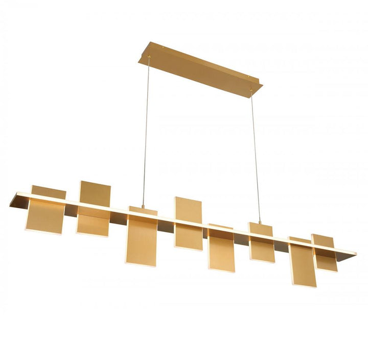 Affilato, 8 Light Linear LED Chandelier, Satin Brass