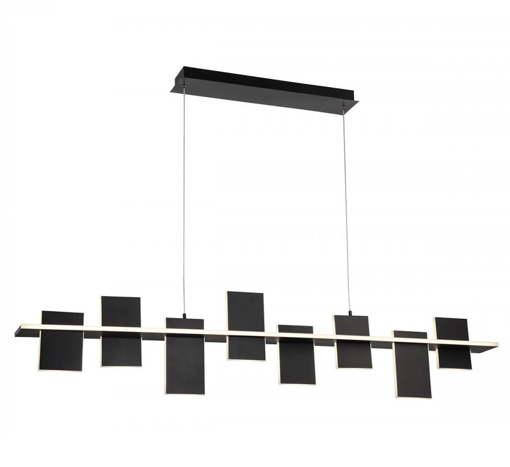 Affilato, 8 Light Linear LED Chandelier, Satin Black