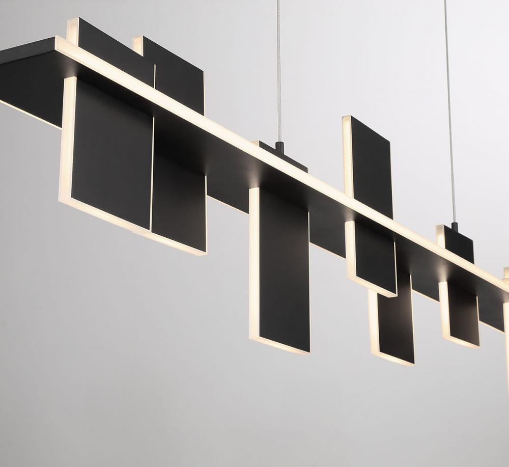 Affilato, 8 Light Linear LED Chandelier, Satin Black