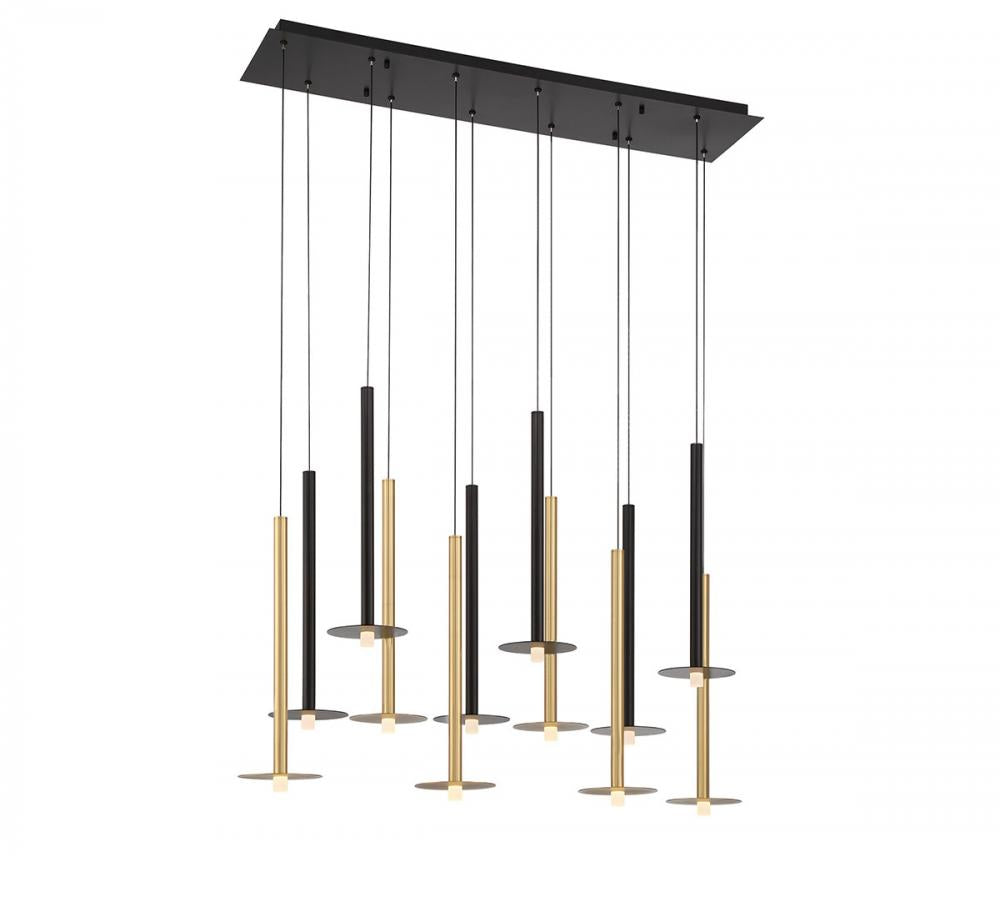 Piatto, 12 Light Linear LED Chandelier, Mixed