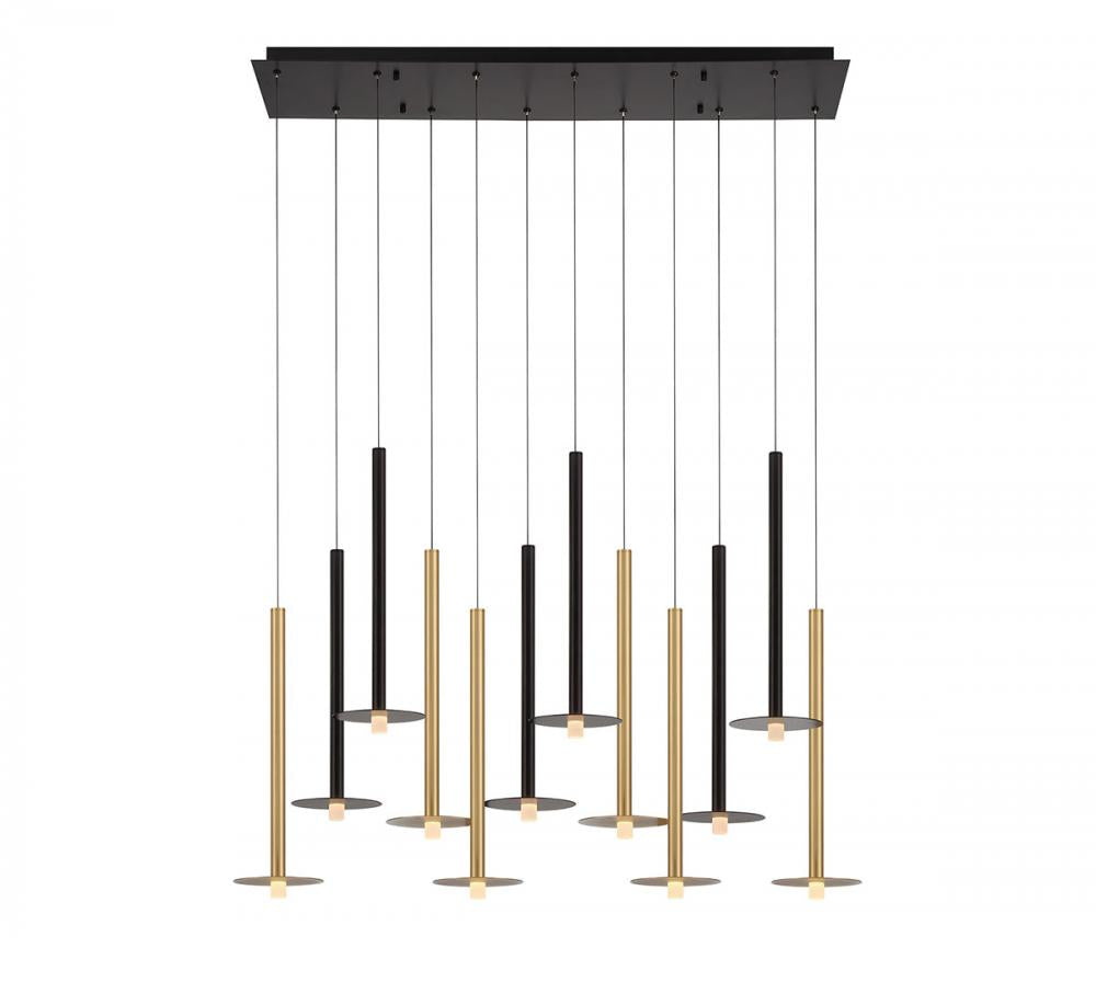 Piatto, 12 Light Linear LED Chandelier, Mixed