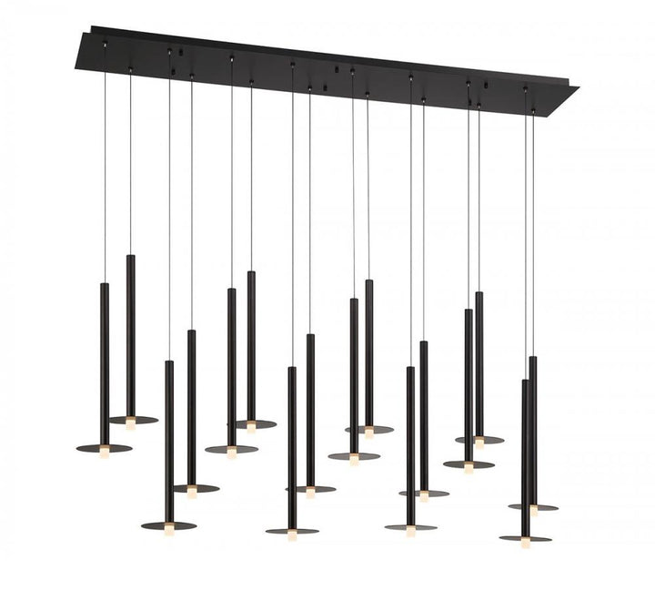 Piatto, 16 Light Linear LED Chandelier, Matte Black