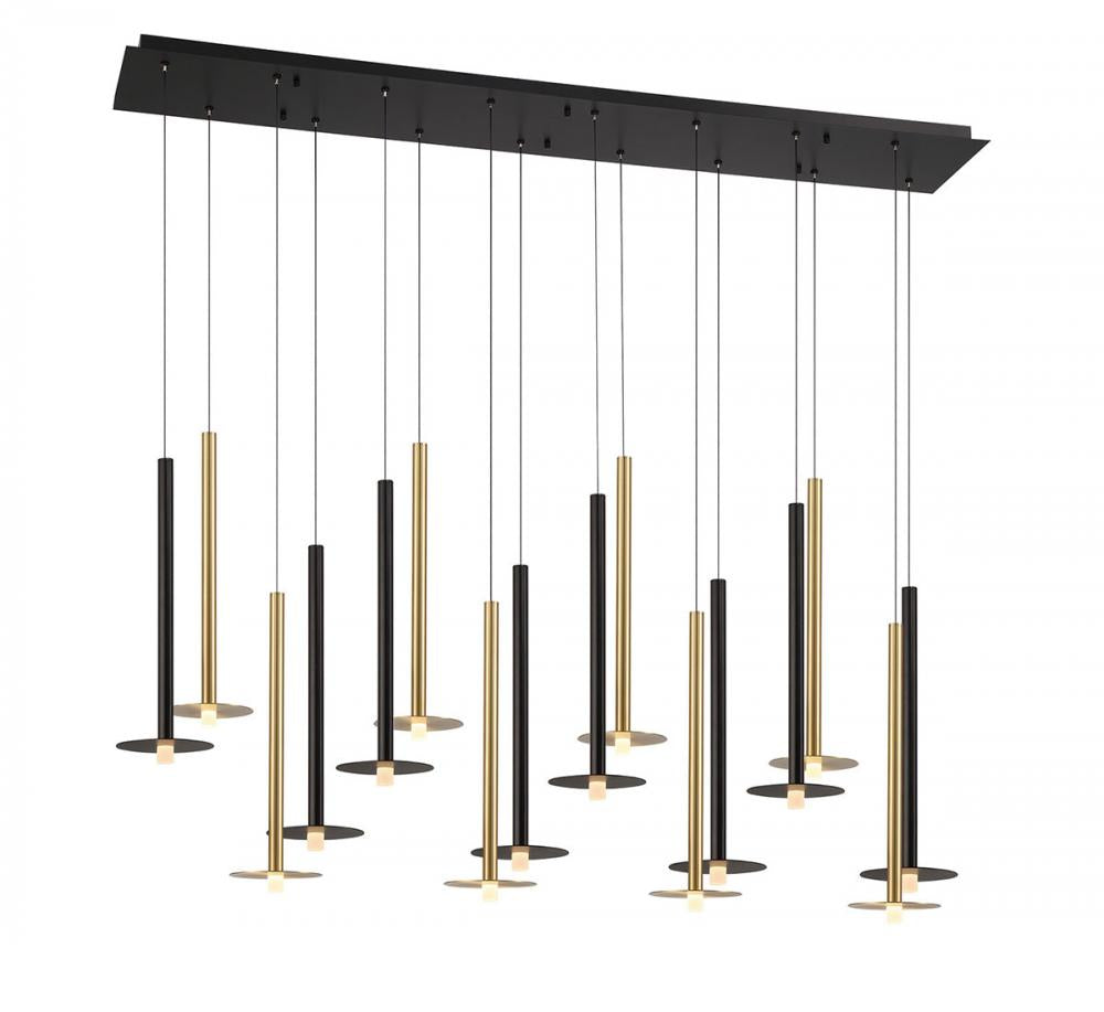 Piatto, 16 Light Linear LED Chandelier, Mixed