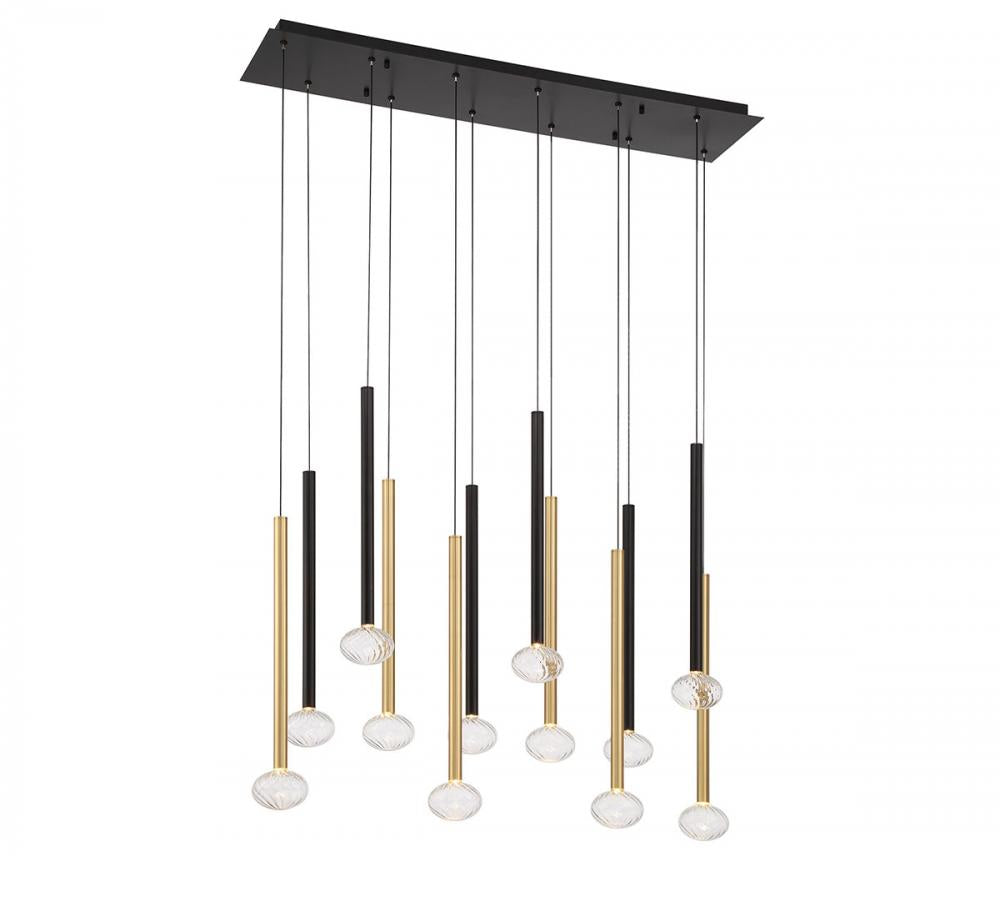 Soffio, 12 Light Linear LED Chandelier, Mixed
