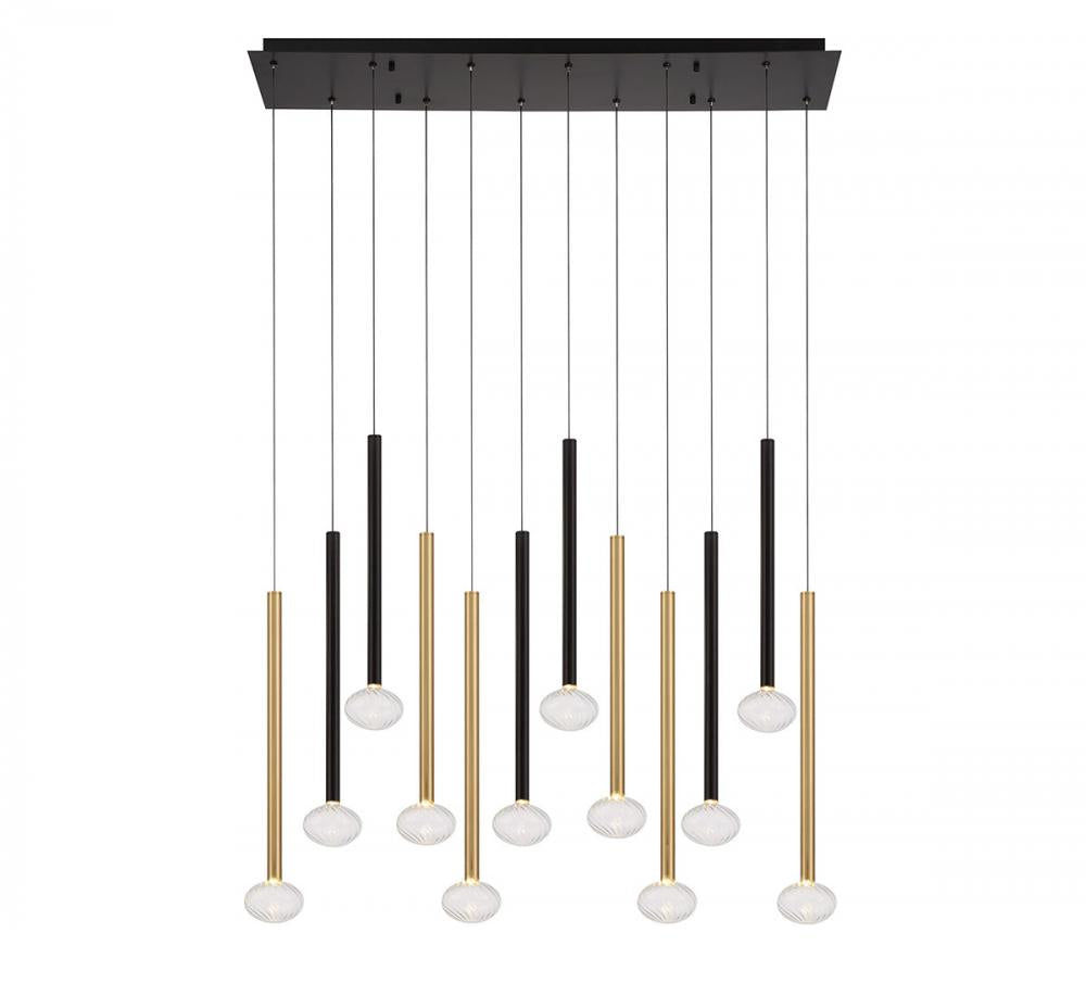 Soffio, 12 Light Linear LED Chandelier, Mixed