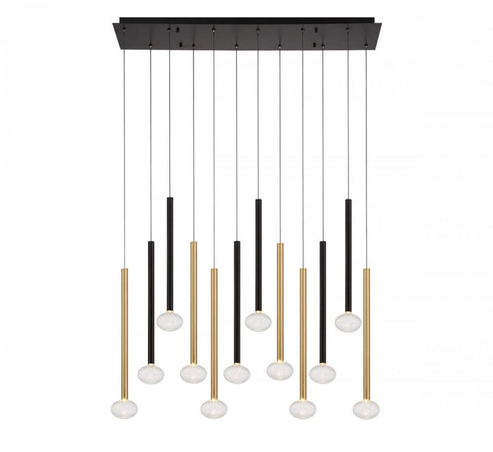 Soffio, 12 Light Linear LED Chandelier, Mixed
