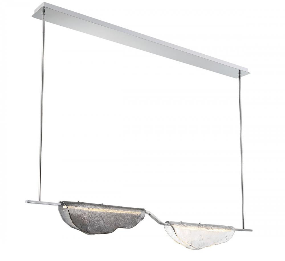 Savona, 2 Light Linear LED Chandelier, Smoke and Clear