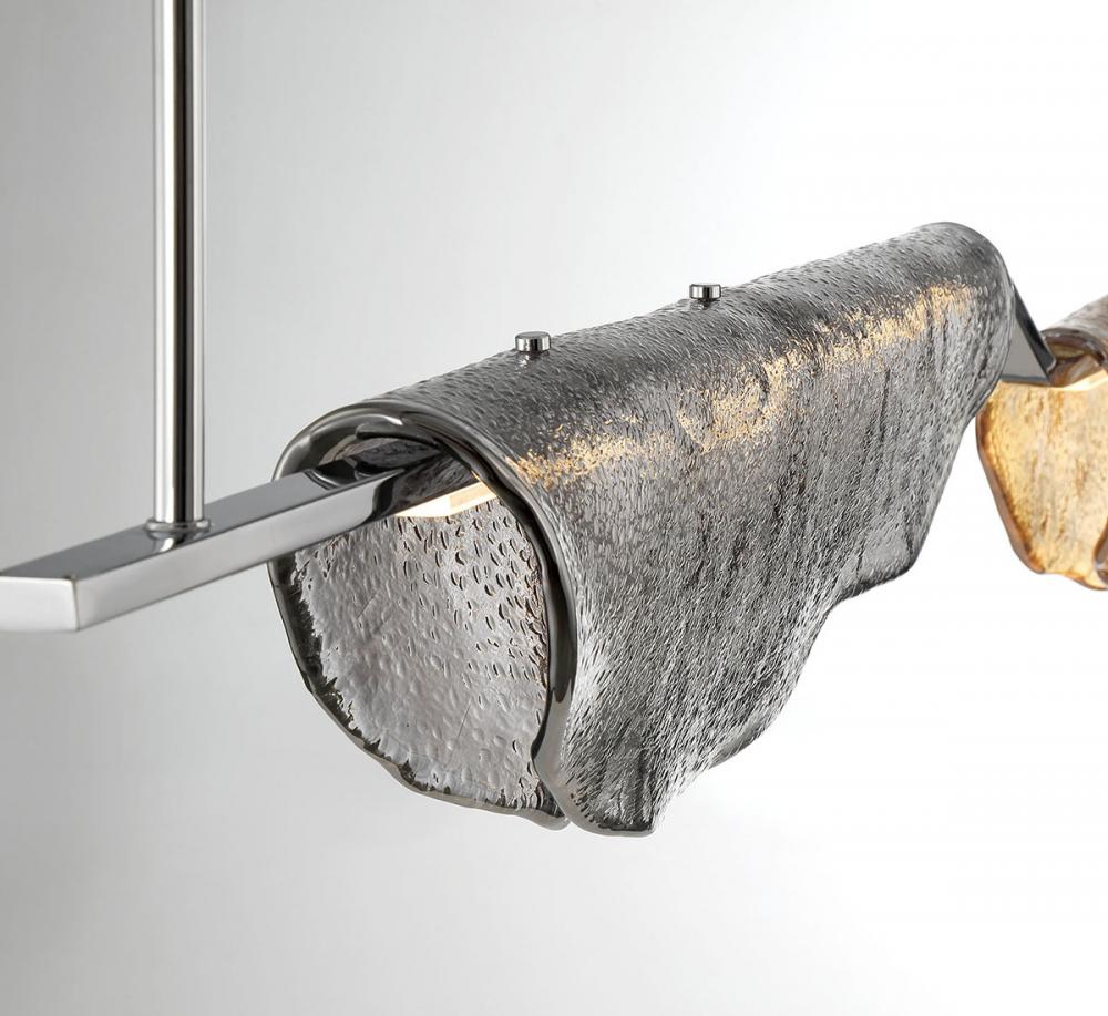 Savona, 2 Light Linear LED Chandelier, Amber and Smoke
