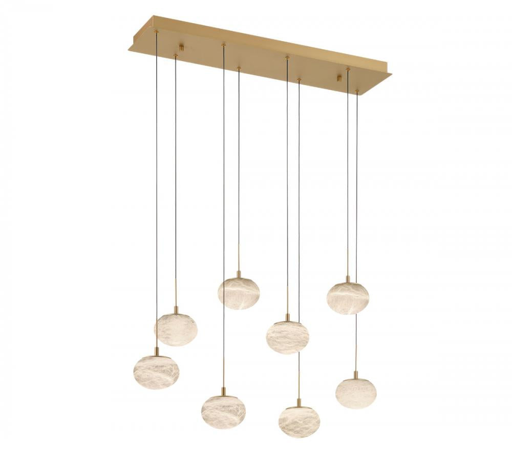 Calcolo, 8 Light Rectangular LED Chandelier, Painted Antique Brass
