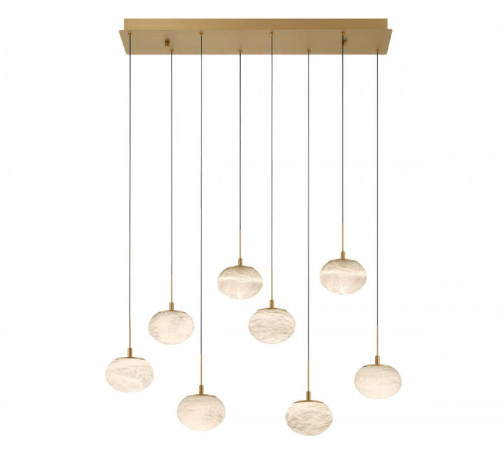 Calcolo, 8 Light Rectangular LED Chandelier, Painted Antique Brass