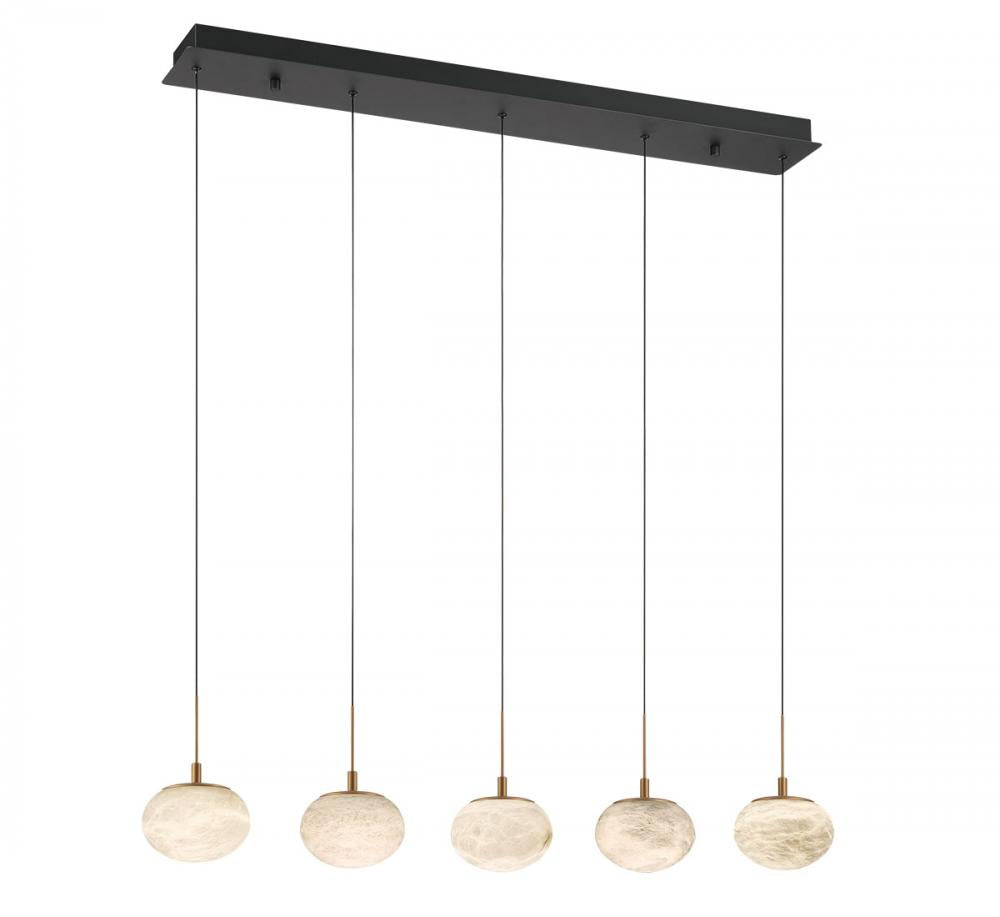 Calcolo, 5 Light Linear LED Chandelier, Matte Black