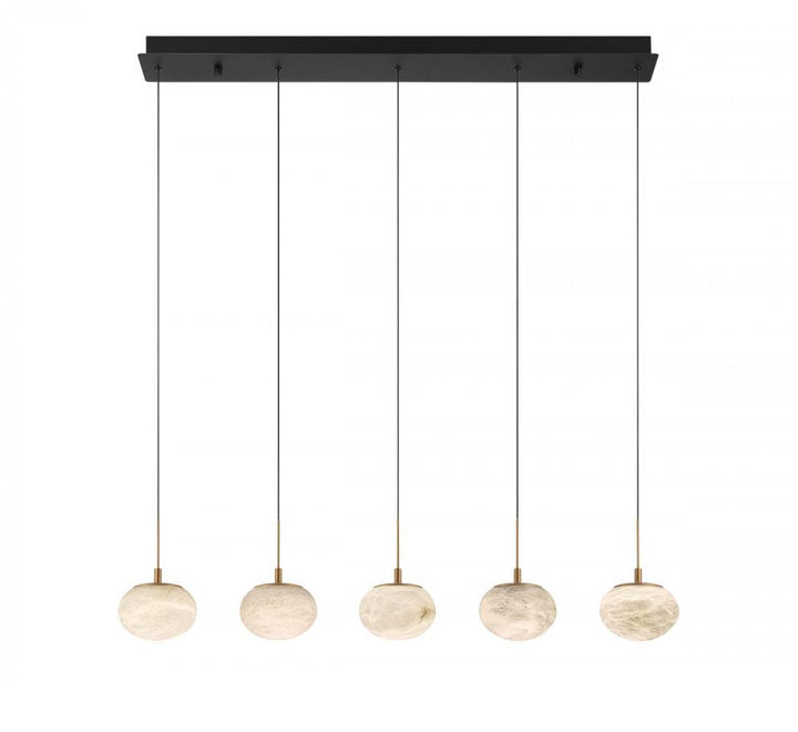 Calcolo, 5 Light Linear LED Chandelier, Matte Black