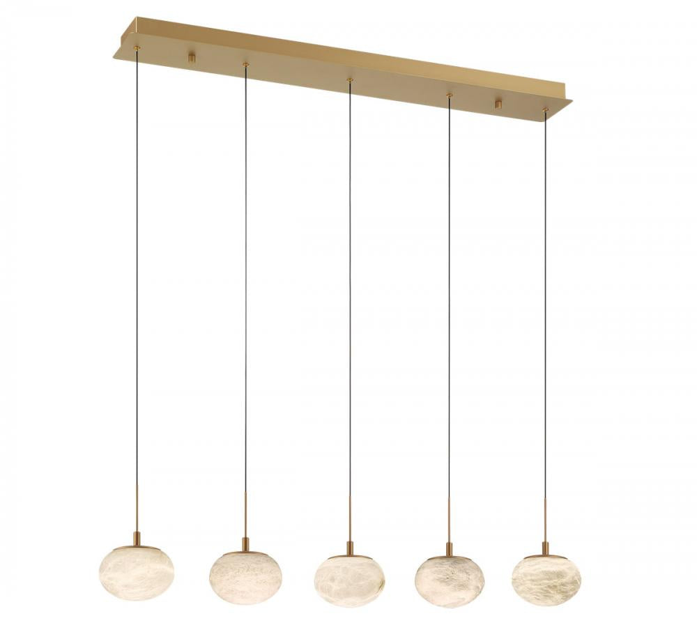 Calcolo, 5 Light Linear LED Chandelier, Painted Antique Brass