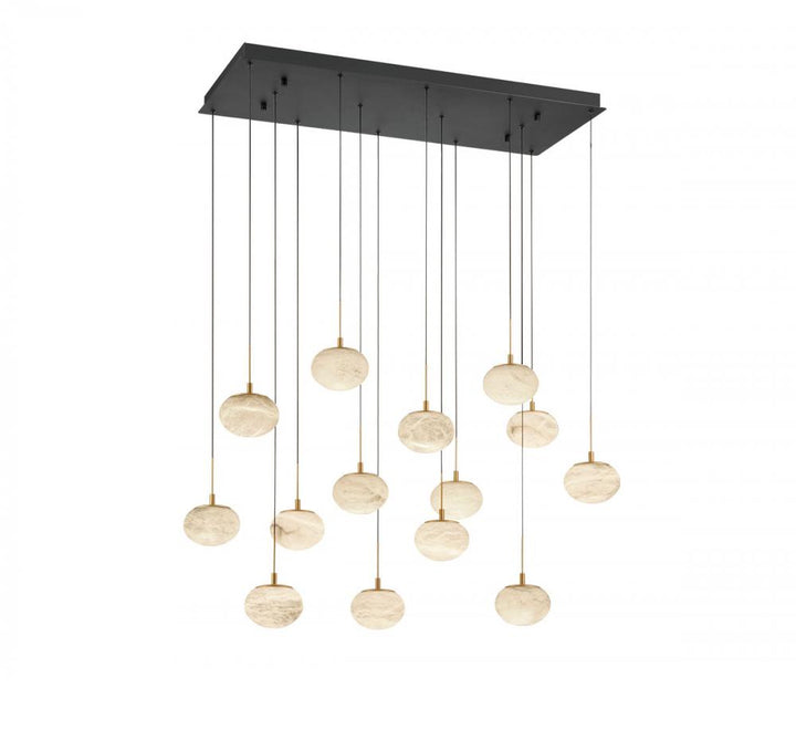 Calcolo, 14 Light Rectangular LED Chandelier, Matte Black