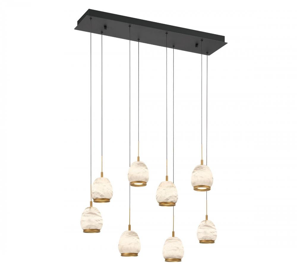 Lucidata, 8 Light Rectangular LED Chandelier, Matte Black