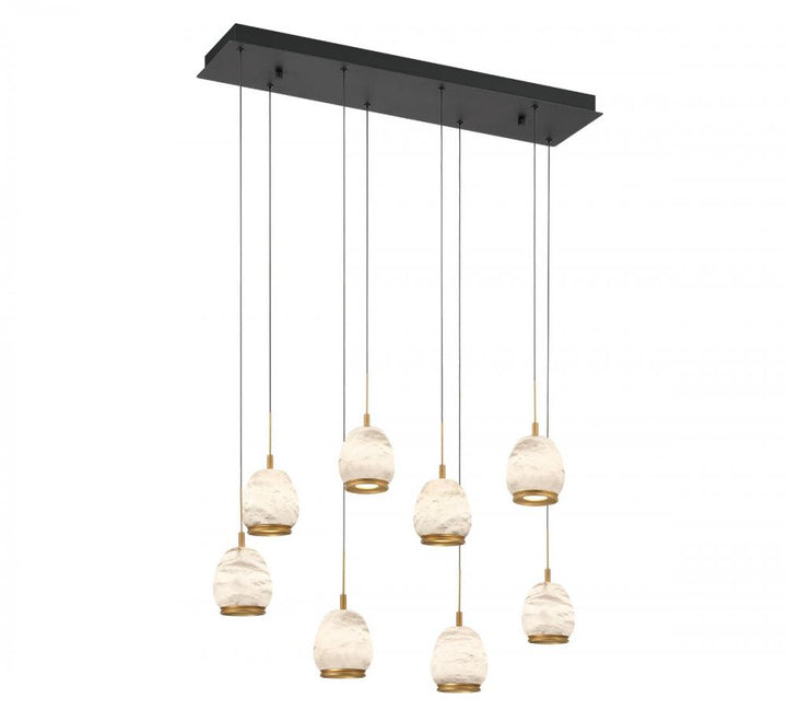 Lucidata, 8 Light Rectangular LED Chandelier, Matte Black