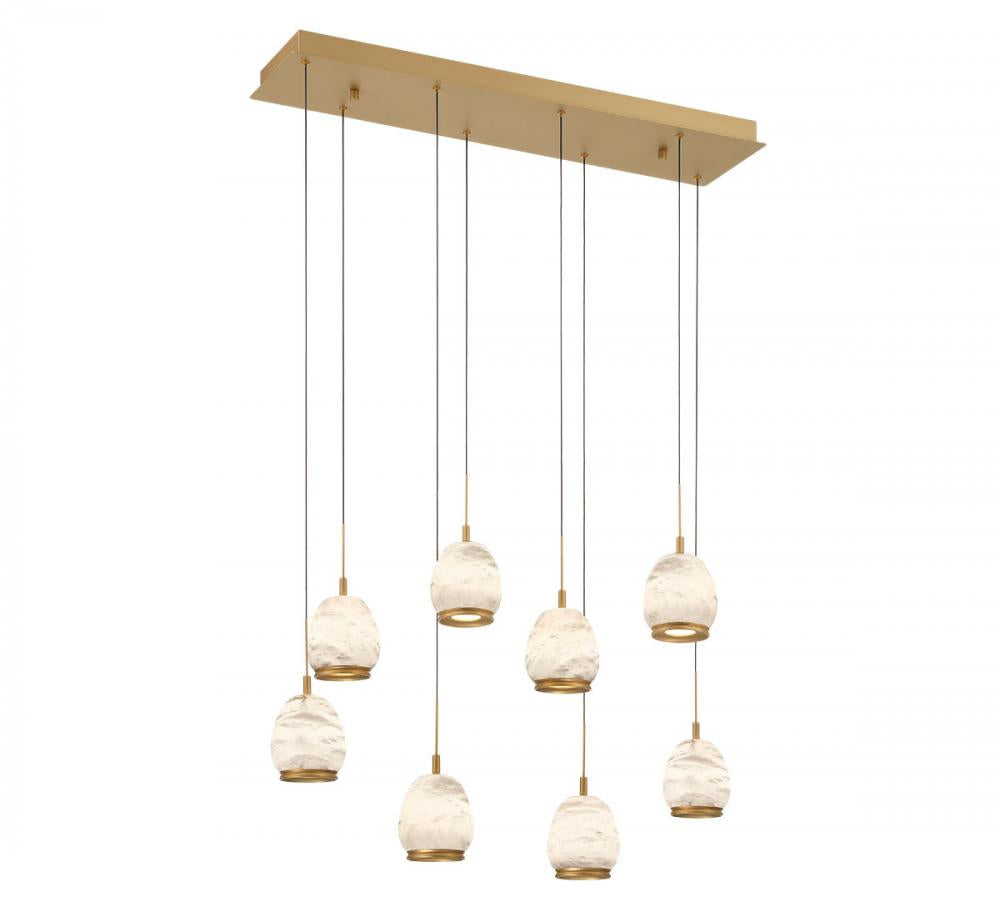 Lucidata, 8 Light Rectangular LED Chandelier, Painted Antique Brass
