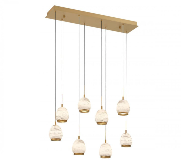 Lucidata, 8 Light Rectangular LED Chandelier, Painted Antique Brass