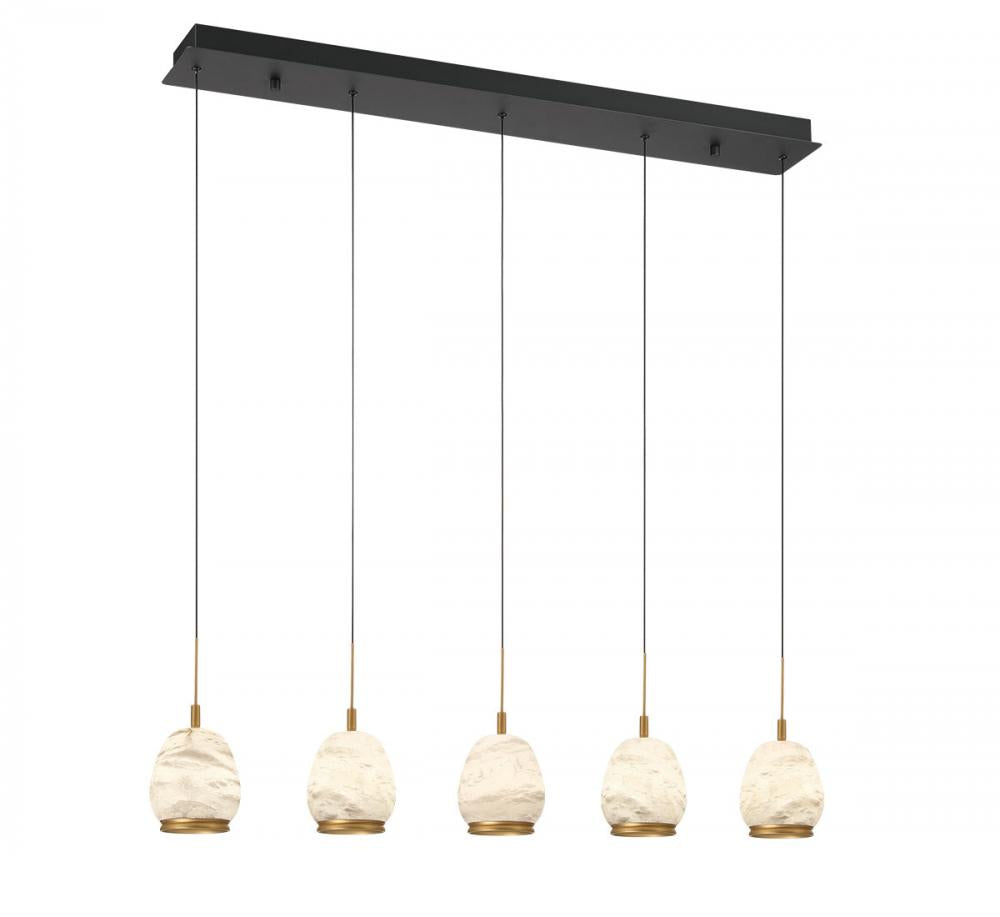 Lucidata, 14 Light Rectangular LED Chandelier, Matte Black