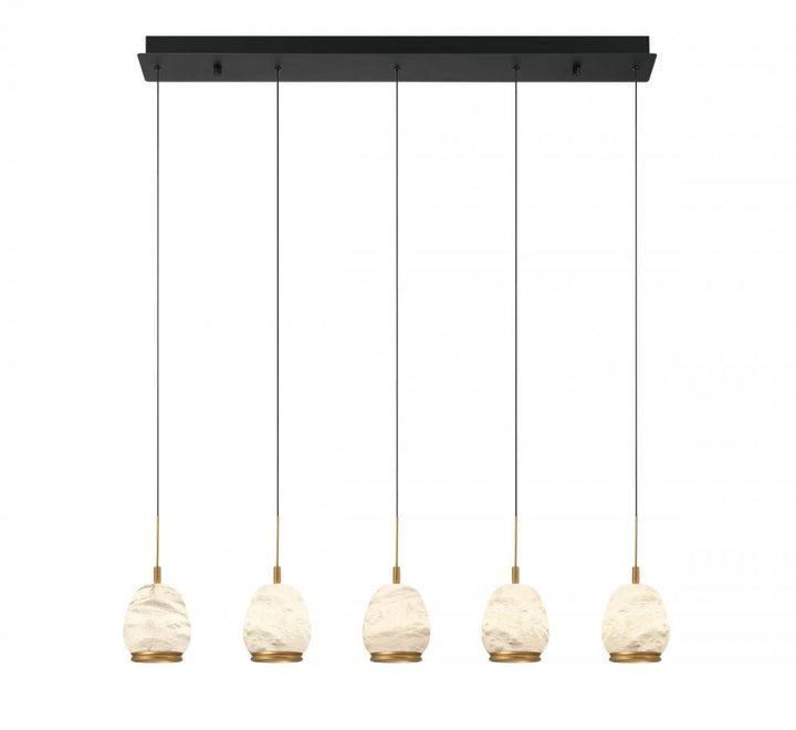 Lucidata, 5 Light Linear LED Chandelier, Matte Black