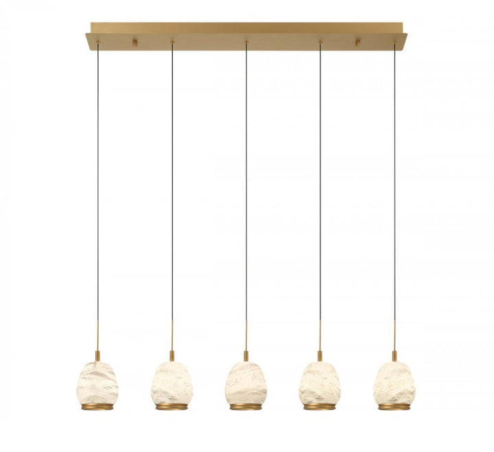 Lucidata, 5 Light Linear LED Chandelier, Painted Antique Brass
