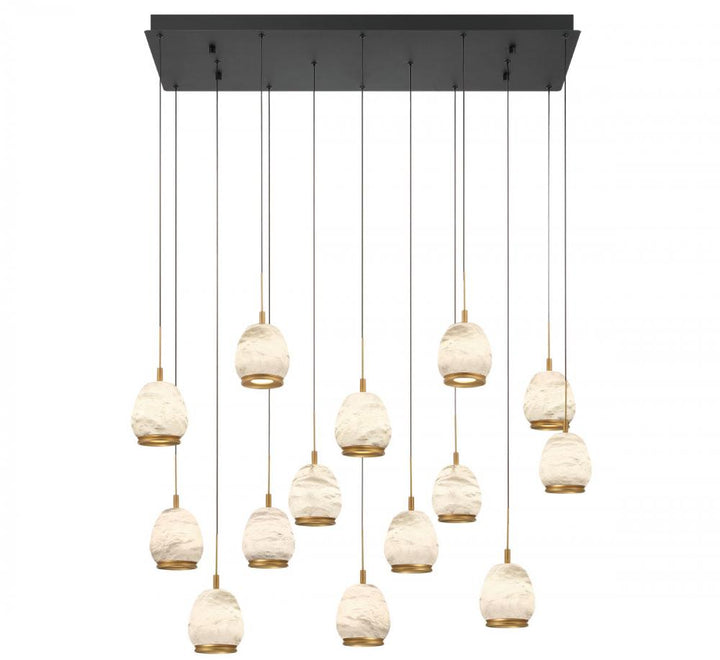 Lucidata, 14 Light Rectangular LED Chandelier, Matte Black