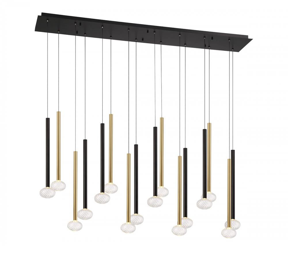 Soffio, 16 Light Linear LED Chandelier, Mixed