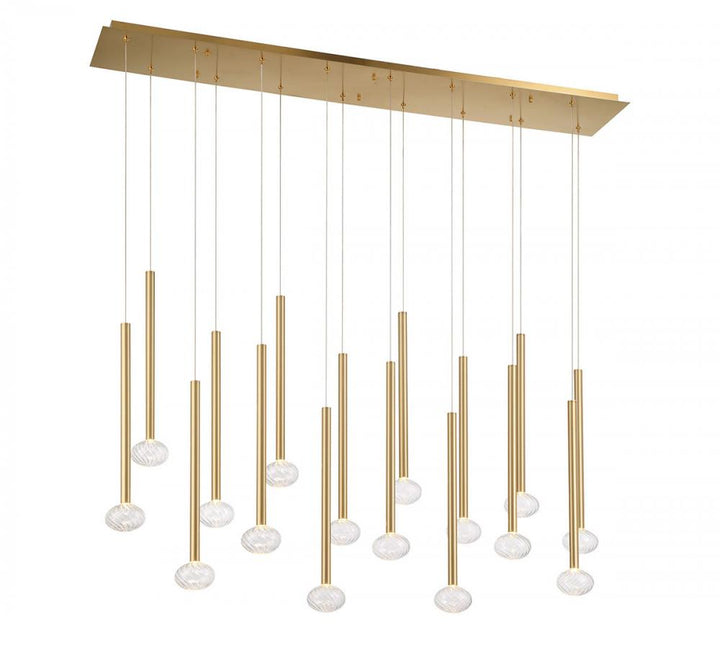 Soffio, 16 Light Linear LED Chandelier, Plated Brushed Gold